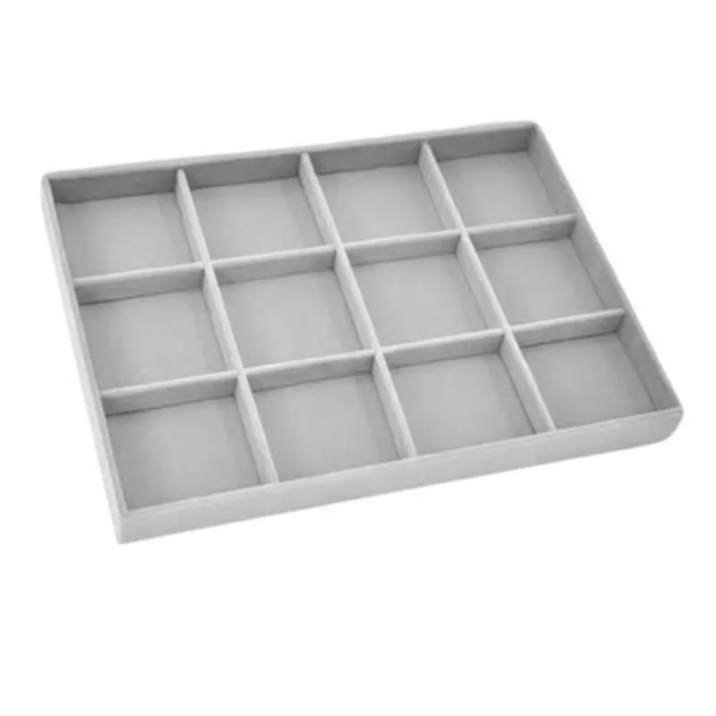 Organizador de Joias em mdf - Cinza - 12 Nichos - 35x24x3 cm