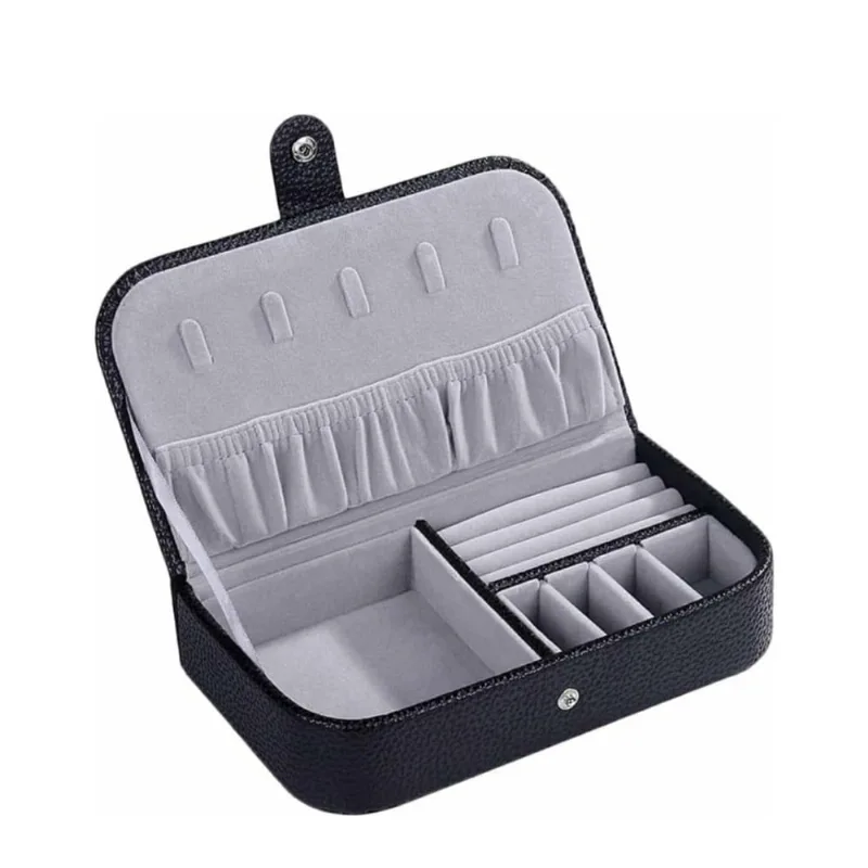 Porta Joias Multi-Função Portátil Material Sintético Preto