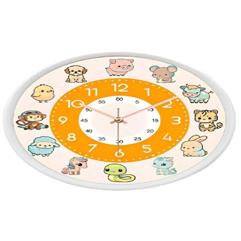 Relógio Parede Infantil Redondo 35Cm Perola Tema Animais