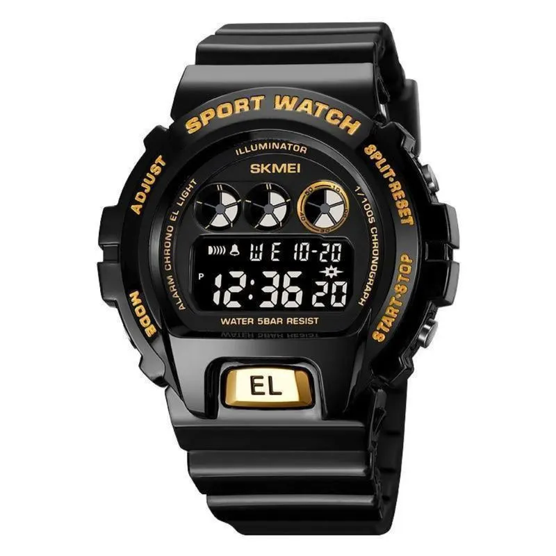 Relógio Masculino G Shock Skmei 1813Bkgd Preto E Dourado