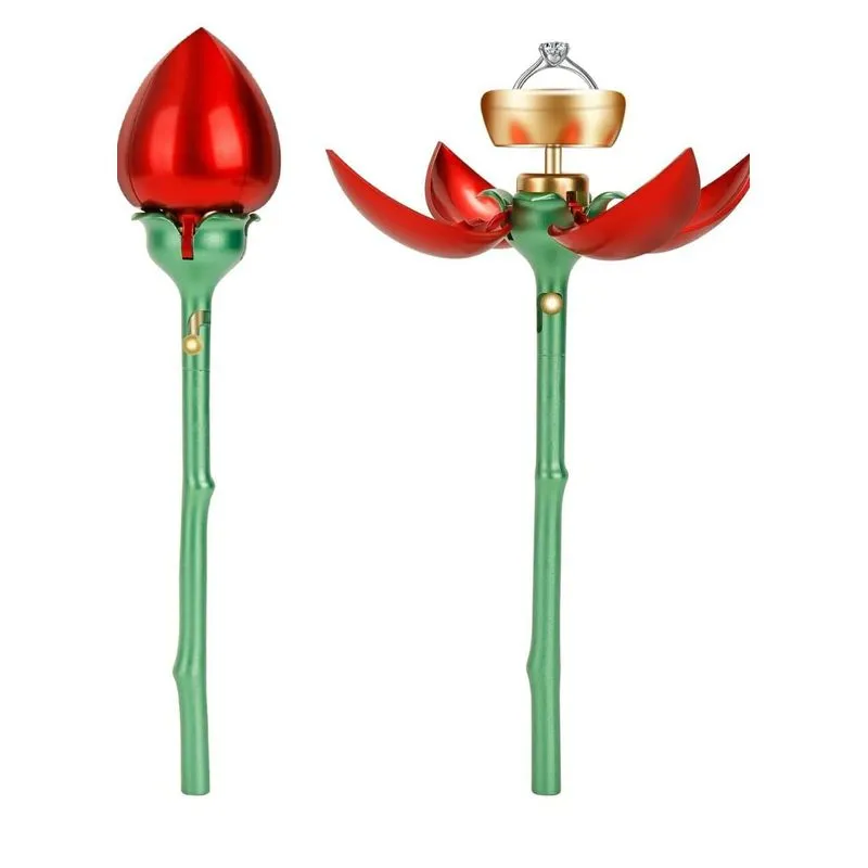 Caixinha Joia Decorativa Aliança Anel Flor Rosa Vermelha