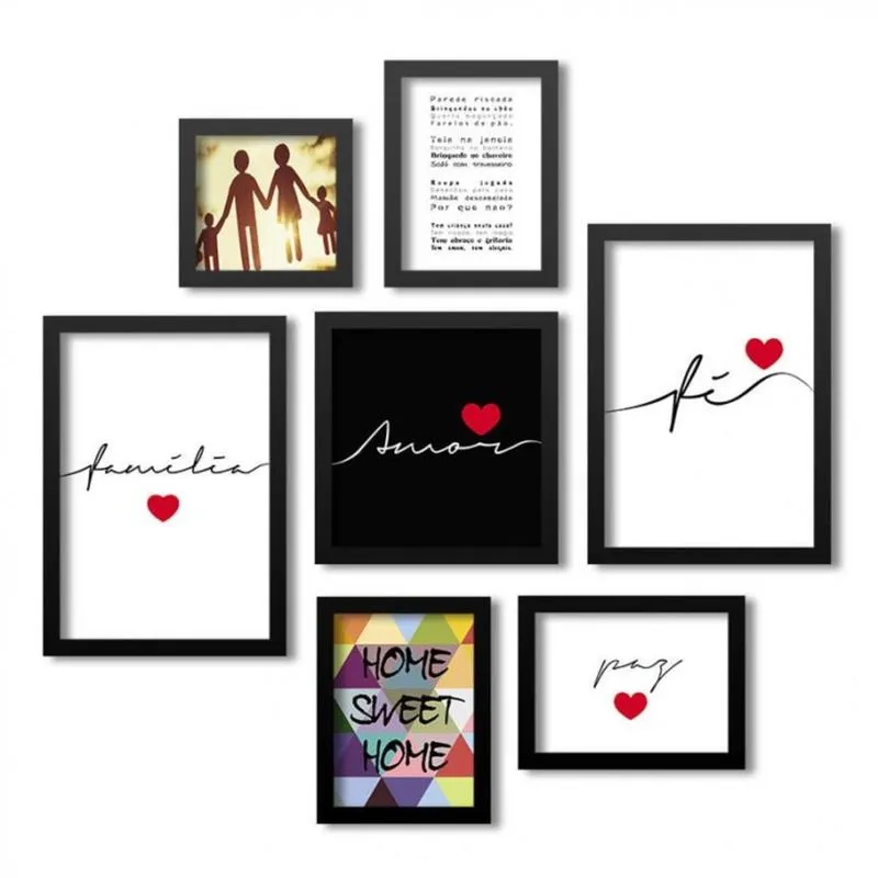 Conjunto 7 Quadros Decorativos Família Unida Los Quadros