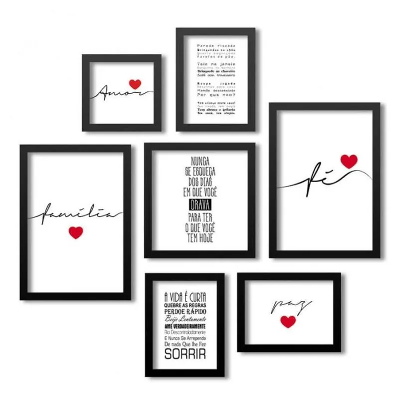 Conjunto 7 Quadros Decorativos Nunca Se Esqueça Los Quadros