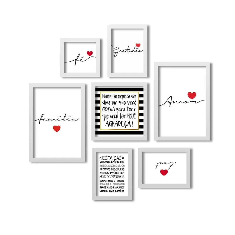 Kit 7 Quadros Grande LosQuadros Nesta Casa Frases