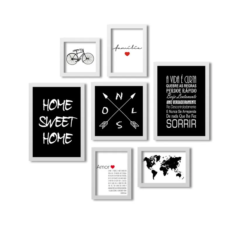 Kit 7 Quadros Grande LosQuadros A Vida é Curta