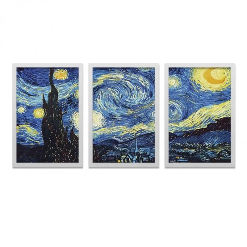 Conjunto 3 Quadros Decorativos Simbolismo Francês Los Quadros Azul