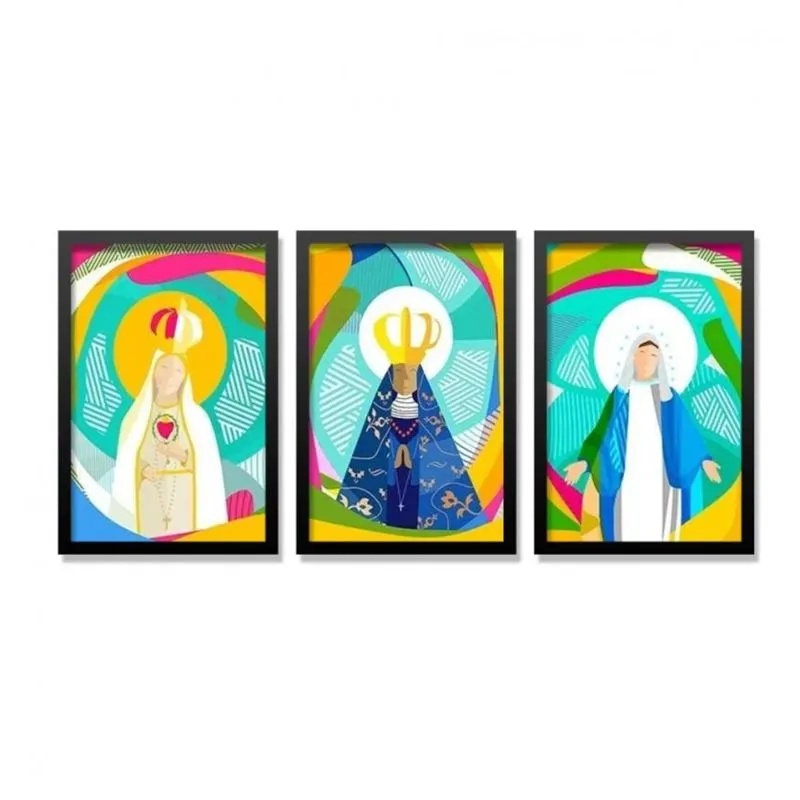 Conjunto 3 Quadros Decorativos Santas Católicas Los Quadros