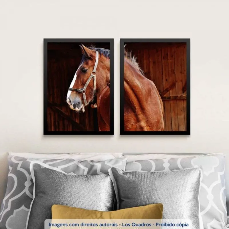 Conjunto 2 Quadros Decorativos Cavalo Quarto de Milha Los Quadros