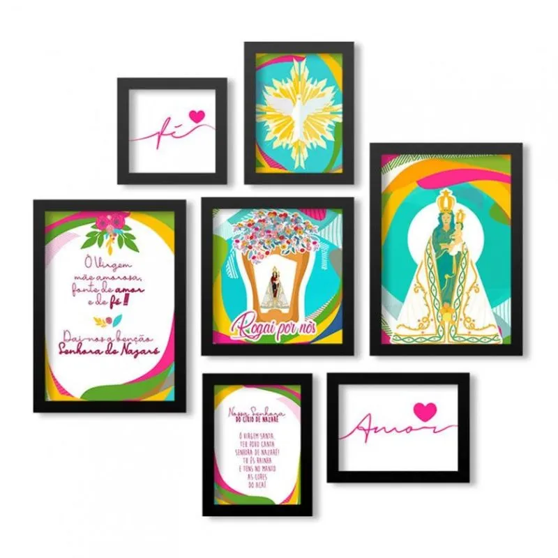 Conjunto 7 Quadros Decorativos Santos Católicos Los Quadros - caixa com 7 Unidade