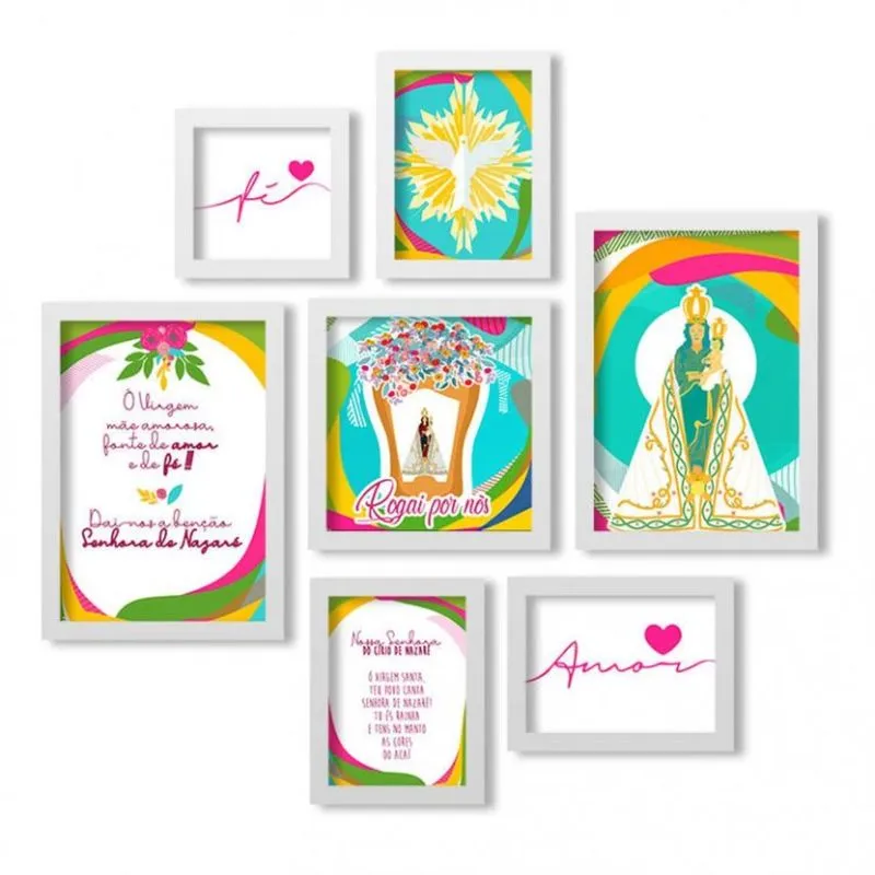 Conjunto 7 Quadros Decorativos Santos Católicos Los Quadros - caixa com 7 Unidade