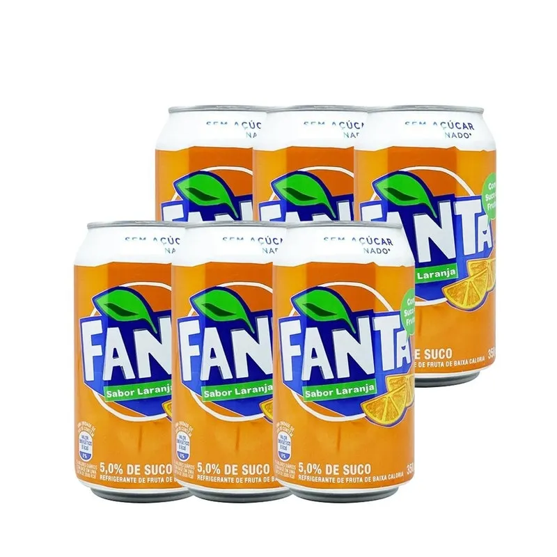 Fanta Laranja Sem Açúcar Zero Lata 350ml Pack Com 6 Un