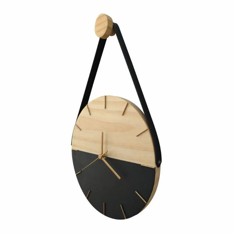Relógio Minimalista Preto E Dourado Com Alça + Pendurador