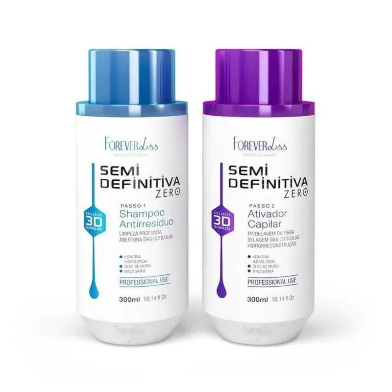 Kit Escova Semi Definitiva Zero 2x 300ml Forever Liss