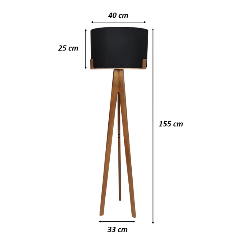 Luminária De Coluna Desm Áustria Cúpula Tecido Preto