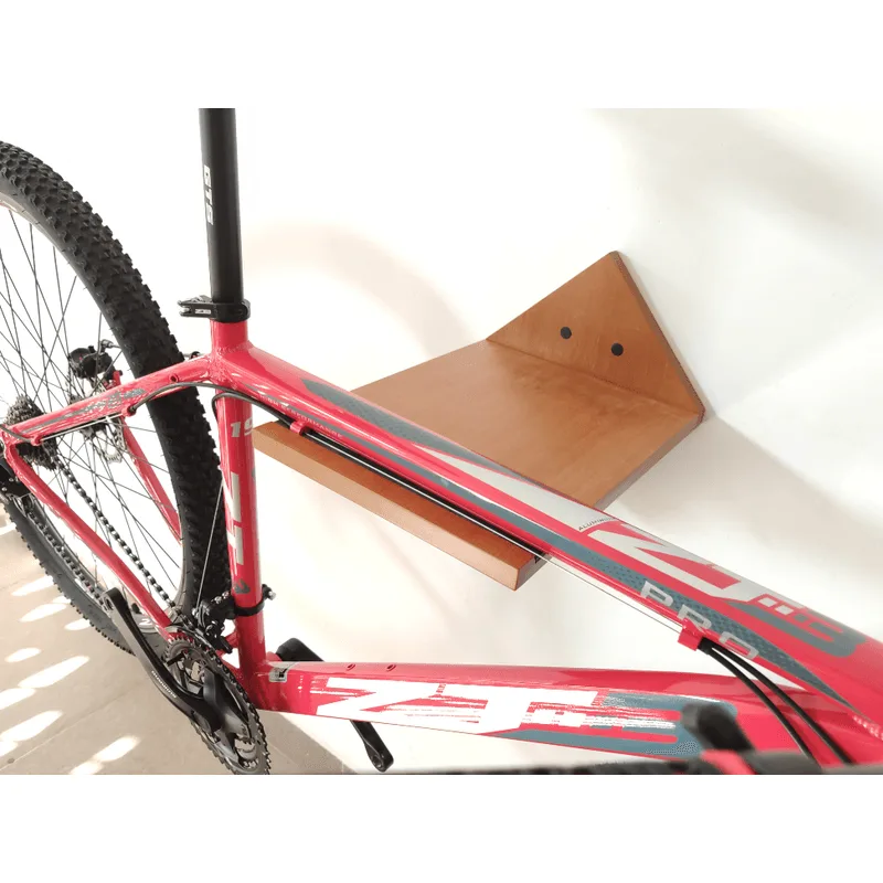 Suporte Parede Bike Capacete Bicicleta Em Madeira Maciça Imbuia