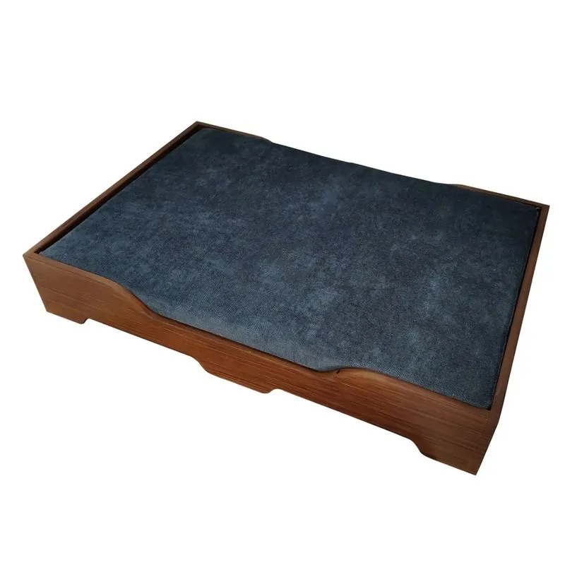 Cama Pet Madeira Cachorro Gato Média - Imbuia Azul