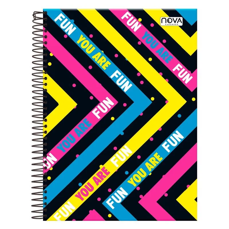 Caderno Espiral Colegial Fun 80 Folhas Pautado 177x240mm Capa Dura CAD COLEGIAL CD ESPIRAL 80 FLS FUN NC