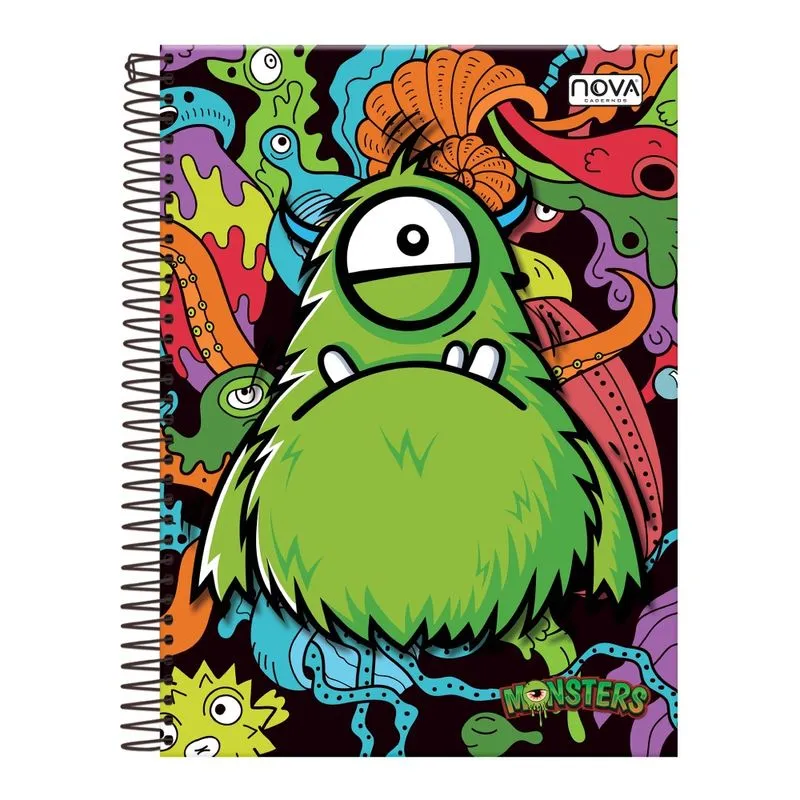 Caderno Universitário Monsters 80 Folhas 200x275mm Capa Dura CAD CD UNIV 1M 80FLS MONSTERS NC