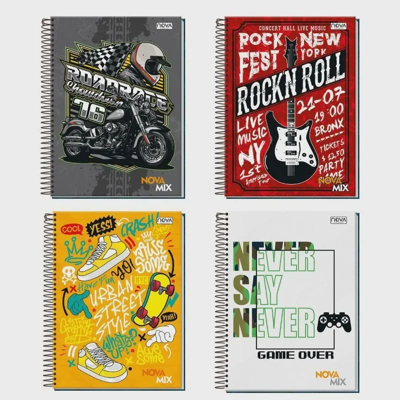Caderno Universitário 15 Matérias 240Folhas Masculino Sortido - Nova