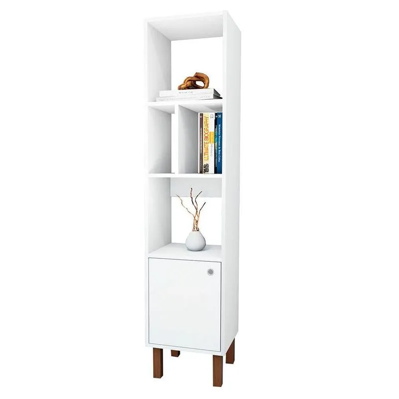 Armário Multiuso Para Sala De Estar 1 Porta Estilare Móveis Branco