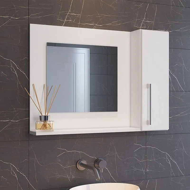 Espelheira Para Banheiro 1 Porta Branco