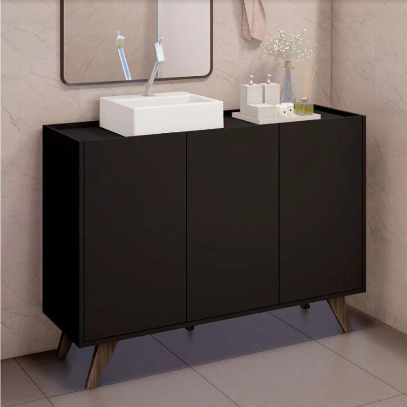 Gabinete De Banheiro 80x112,5x36cm Em Mdp Estilare Preto