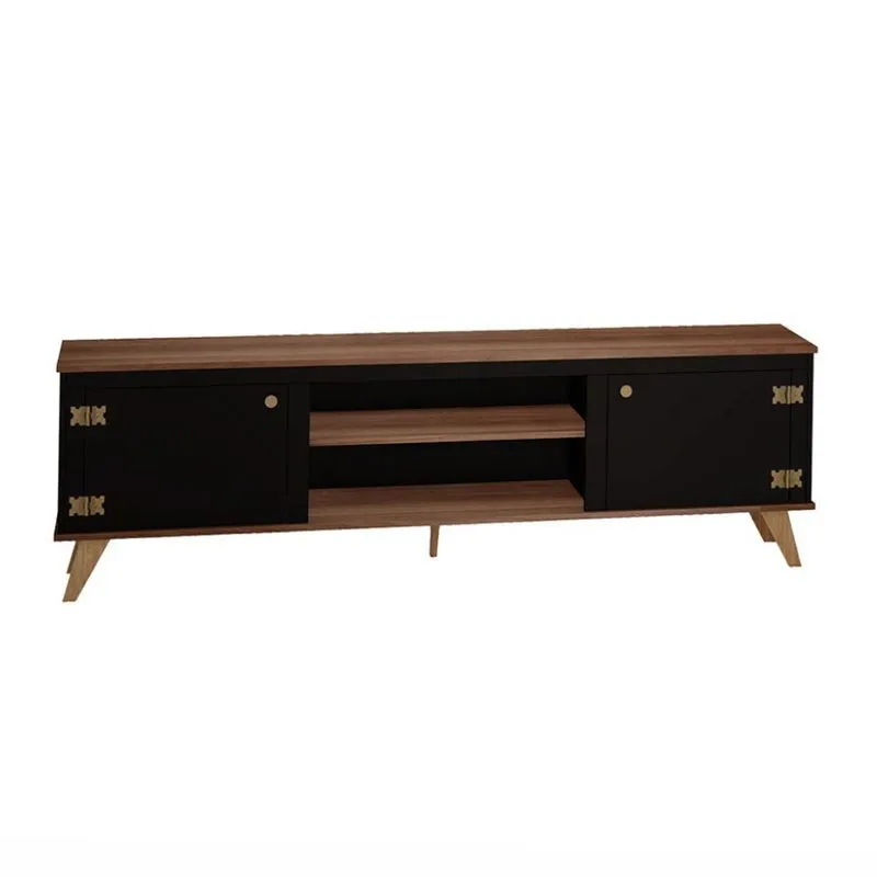 Rack Oxford Preto e Madeirado 180 cm