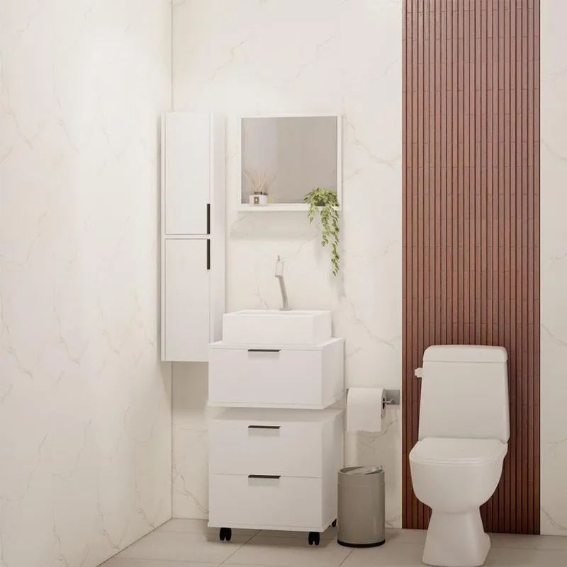 Conjunto de Banheiro com Espelho Liria 3 PT 2 GV Branco