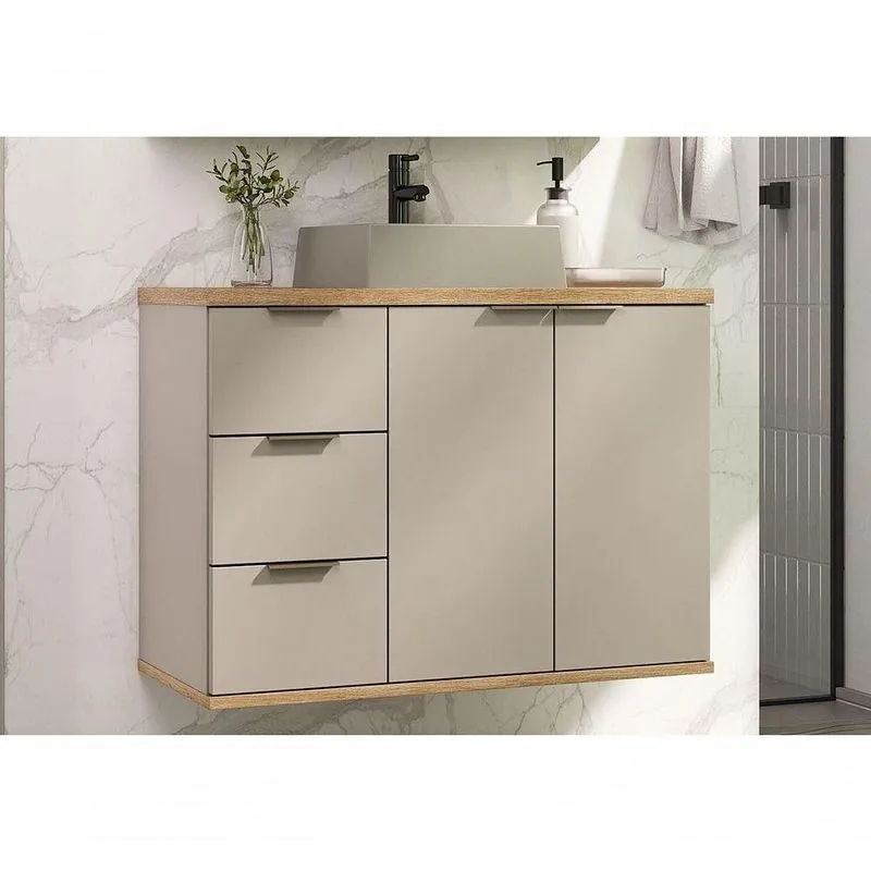 Gabinete Com Cuba Aqua 76cm Estilare Gab4002 Nude/carvalho