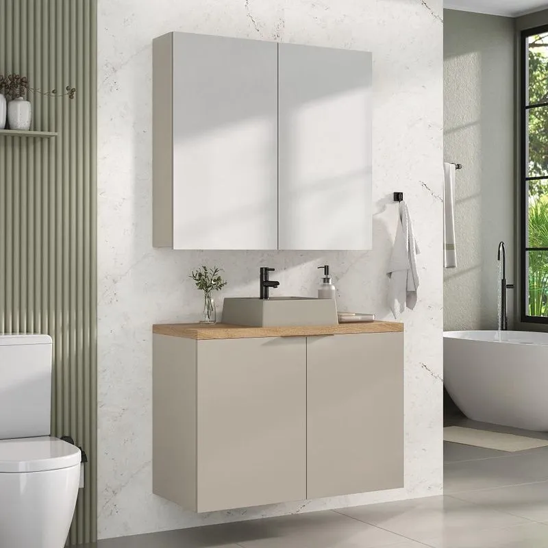 CONJUNTO DE BANHEIRO COM CUBA NATURE ESTILARE 90 cm