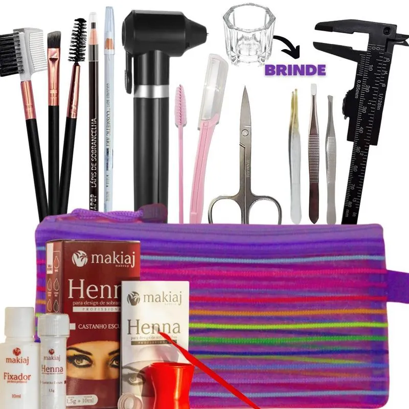 Kit Básico Iniciante Henna Com Mixer Sobrancelhas Necessarie