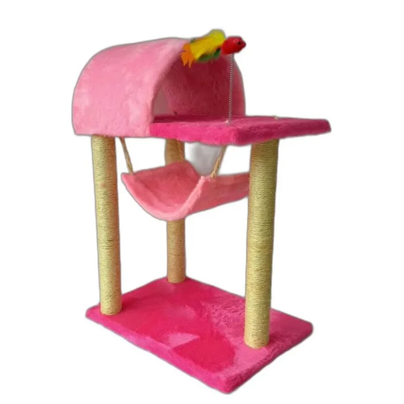 Arranhador Para Gatos Com Toca E Rede - Rosa Pink/rosa Bebê