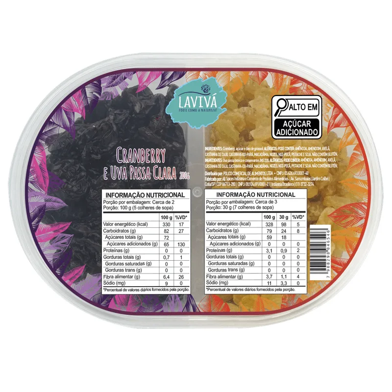 Cranberry LAVIVÁ + Uva Passa Clara 200g