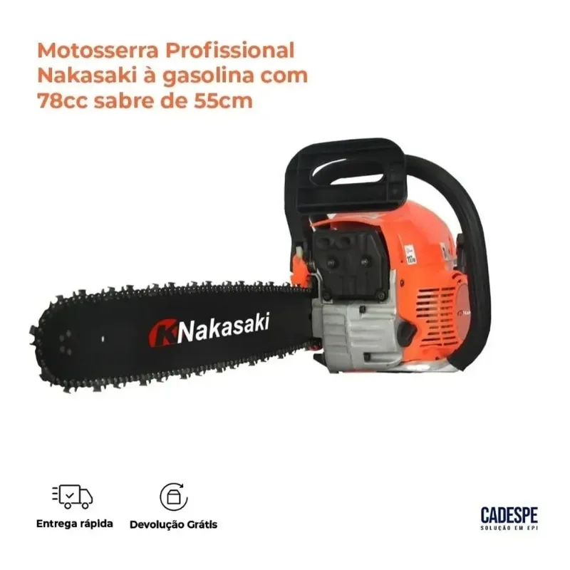 Motosserra Profissional Nakasaki À Gasolina Com 78cc Sabre De 55cm