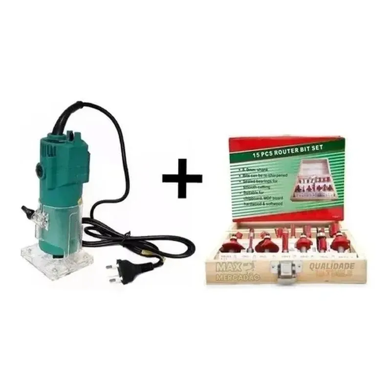 Tupia 650w 110v + Kit Fresas 6mm 15 Peças