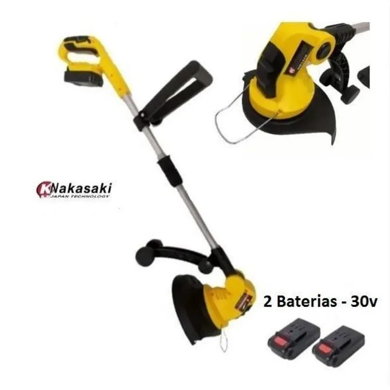 Roçadeira A Bateria 32v Cortador Aparador Grama 2 Baterias