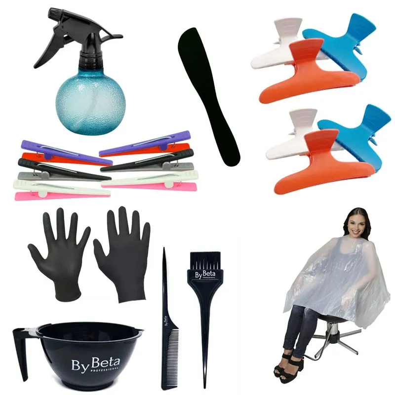 Kit Tintura Com Espátula Borrifador Capa Luva Clips Piranha - Santa Clara