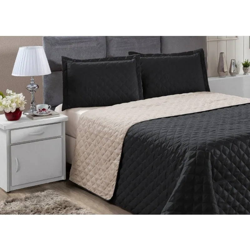 Kit Cobre Leito Casal Queen Realeza 3 Peças Preto
