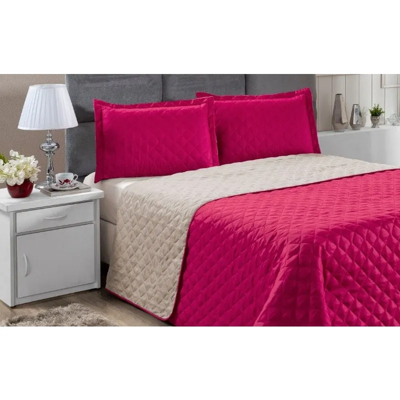 Kit Cobre Leito Casal Queen Realeza 3 Peças Pink