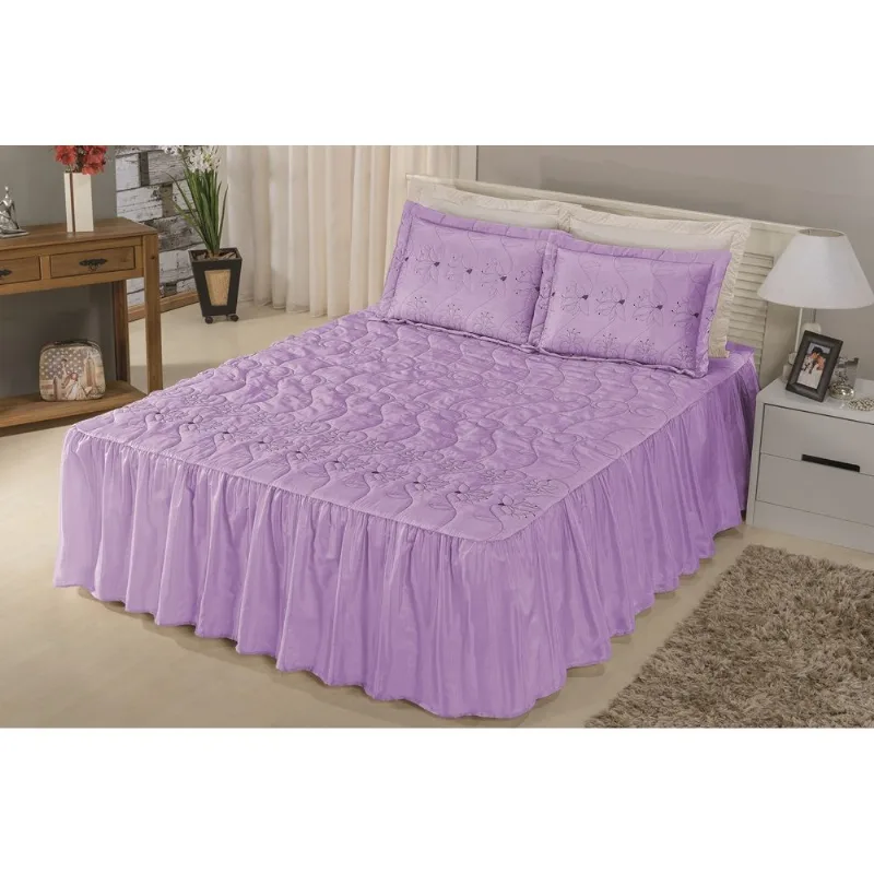 Kit Colcha Floratta Casal Padrão 3 Peças Lilás
