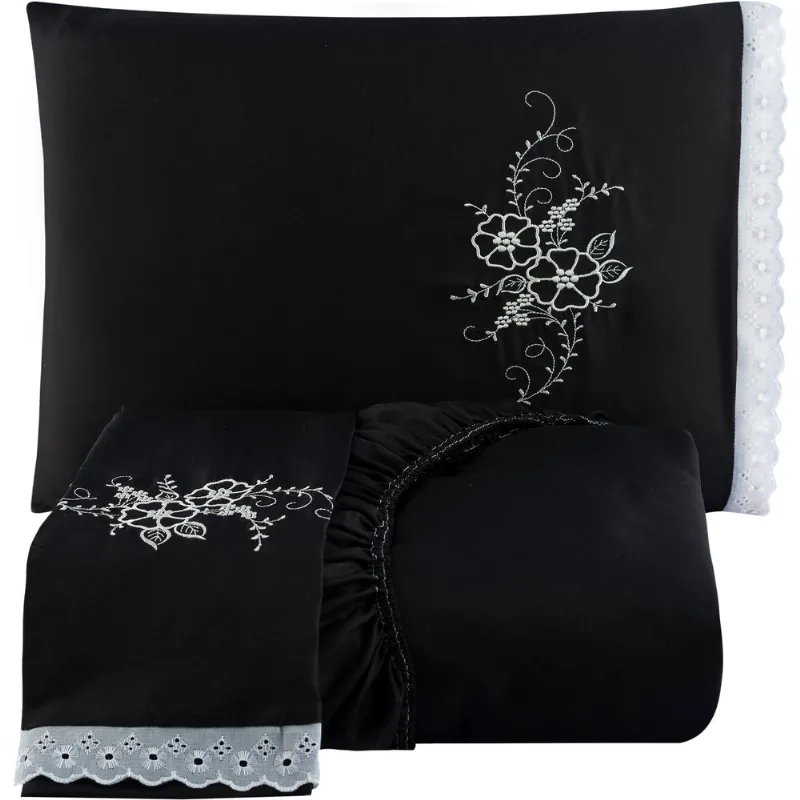 Jogo De Cama Solteiro 2 Peças Preto