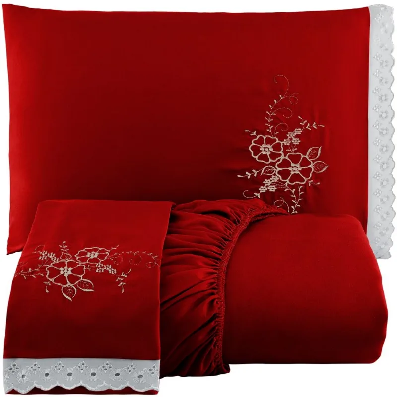 Jogo De Cama Solteiro 2 Peças Vermelho