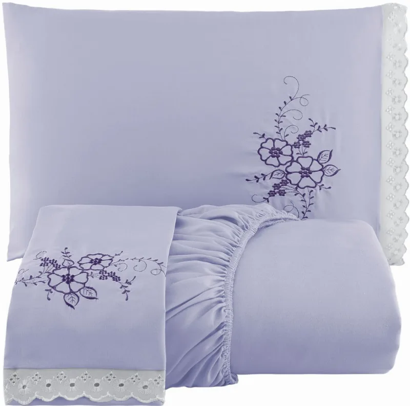 Jogo De Cama Casal Queen 3 Peças Lilás