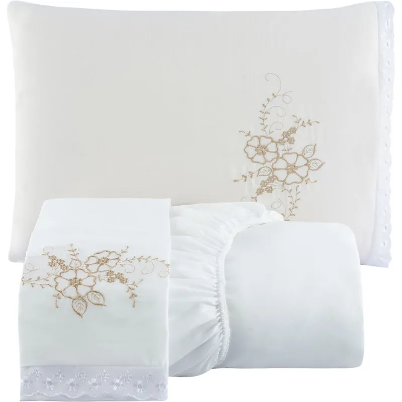 Jogo De Cama Casal Queen 3 Peças Branco