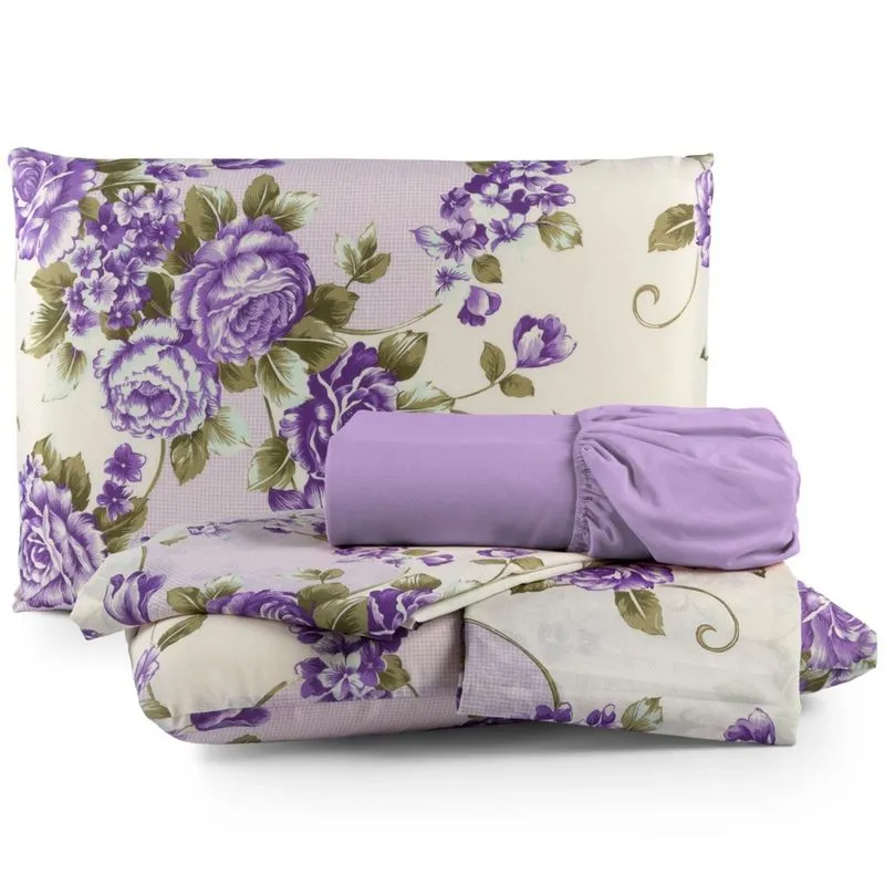 Jogo de Cama Percal 180 Fios Estampado Casal Queen 04 Peças
