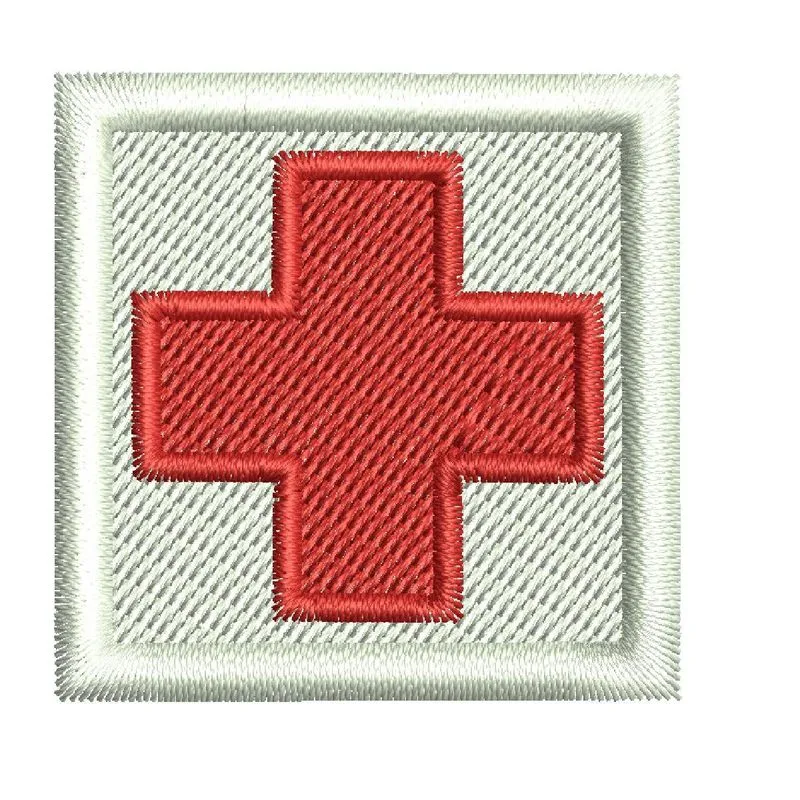 Patch Bordado Cruz Vermelha Fundo Branco 3 X 3 - Costurar
