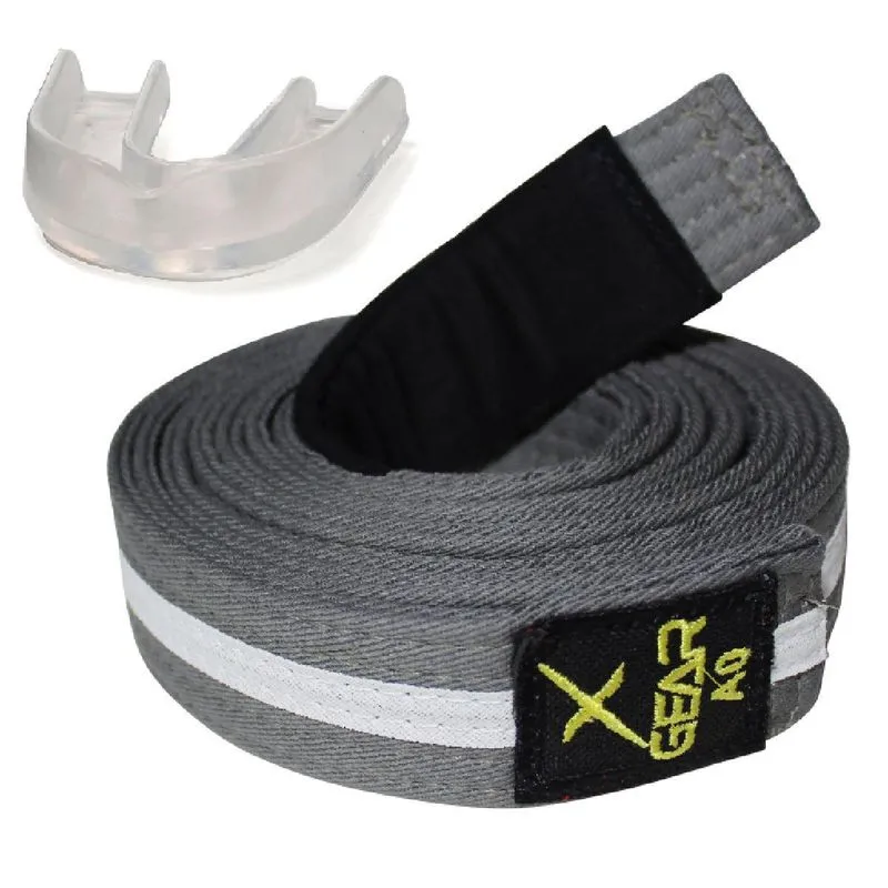 Faixa Cinza Branco Jiu Jitsu +protetor Bucal Xgear M0