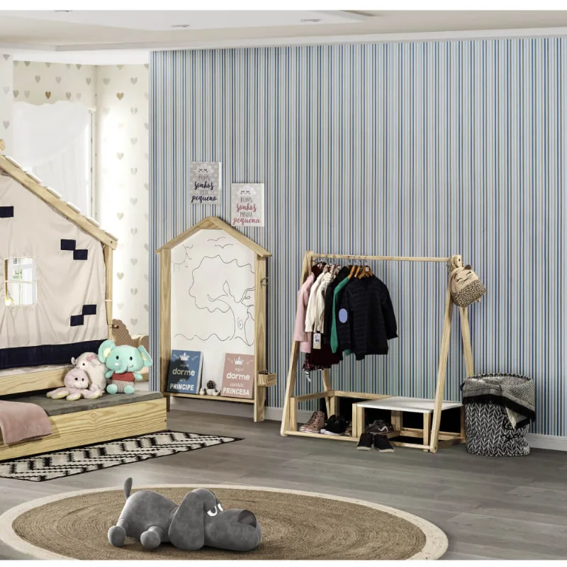 Cabideiro Montessoriano c/Banco Sapateira Natural/ Branco - Casatema
