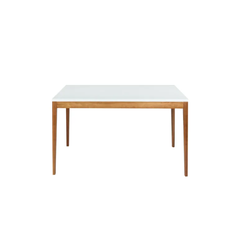 Mesa de Jantar Joy 1,20m - Pés em Madeira Eucalipto - Branco/Castanho