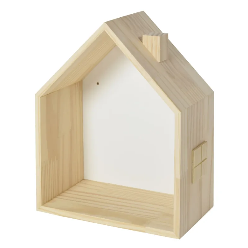 Nicho Casinha com Janela e Chaminé Branco/Natural - Casatema
